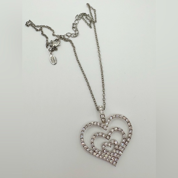 Vintage Nolan Miller Glamour Collection triple heart pendant necklace - Picture 2 of 7